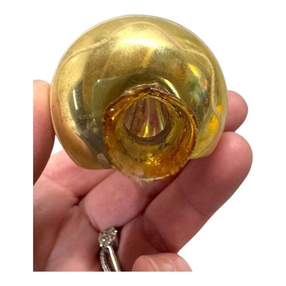 Vintage Mercury Glass Christmas Tree Topper Indented Finial Ornament Gold & Pink - Picture 3 of 5